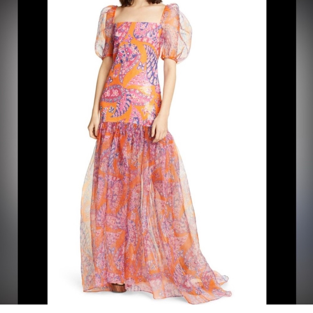 STAUD XS Wilde Sequin Monarch Paisley Maxi Dress